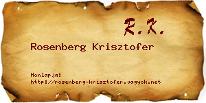 Rosenberg Krisztofer névjegykártya